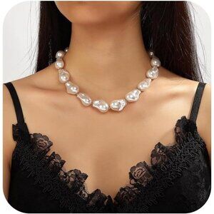 KummerSaprk Pearl Choker Necklace for Women Layered White Beaded Jewelry Gift